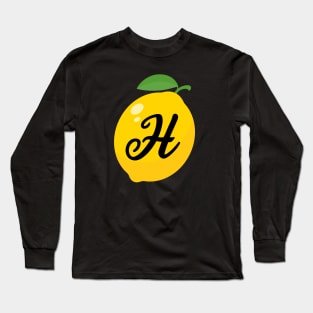 Lemon Letter H Alphabet Initial Monogram H Last Name Harris Long Sleeve T-Shirt